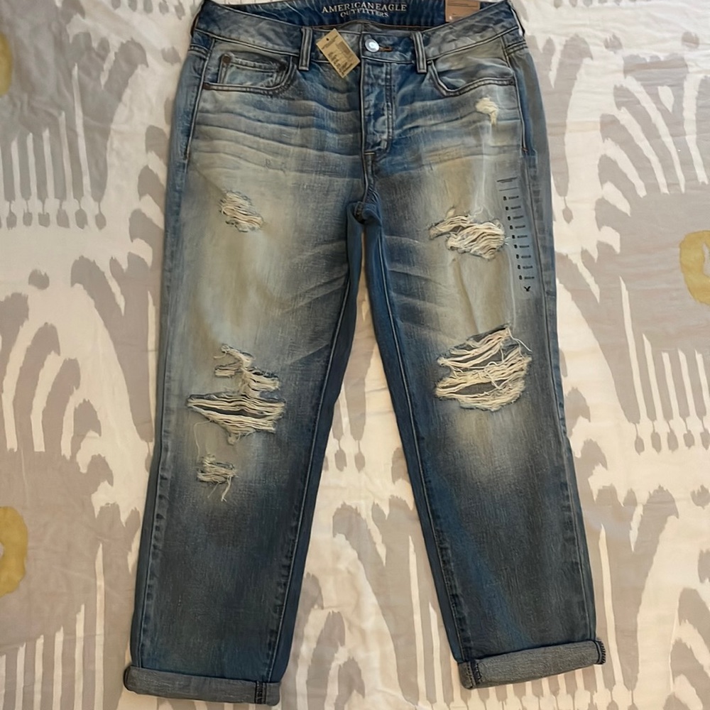 NWT American Eagle boy crop denim jeans, size 8
